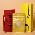 Custom Printed Flat Bottom  Coffee Bags With Valve 4oz 8oz 16oz 120 Micron